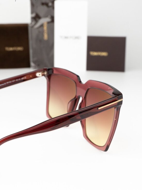 Tom Ford SABRINA-02 Women Sunglasses Bordeaux Gradient Square FT0764 69T NEW main image 10